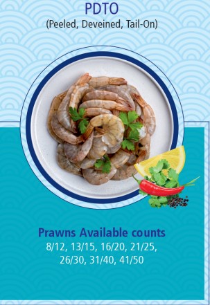 Peeled, Deveined, Tail-On Prawns